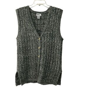 Silk Mohair Blend V Neck Sweater Vest Cardigan Longline Button Front M Prepy